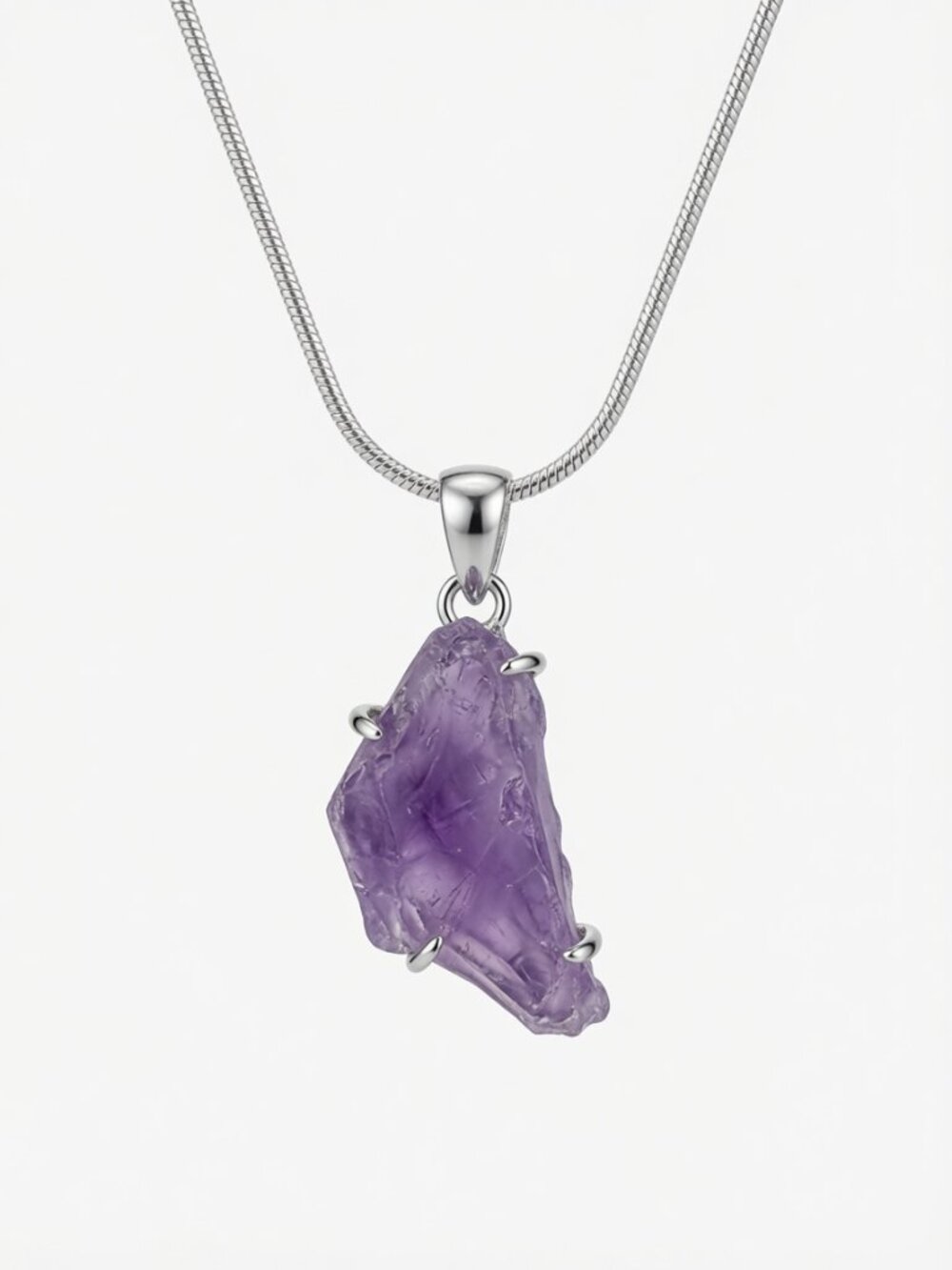 GENUINE, Lavender quartzite SOLID STERLING SILVER NECKLACE.